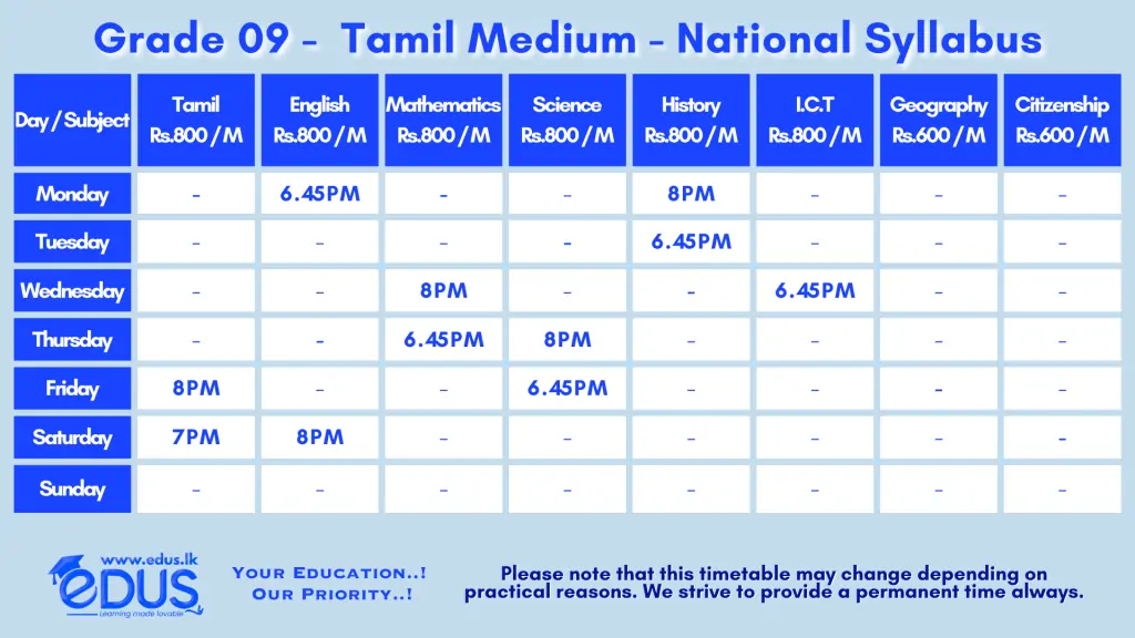 Grade 10 Tamil Medium Sri Lanka